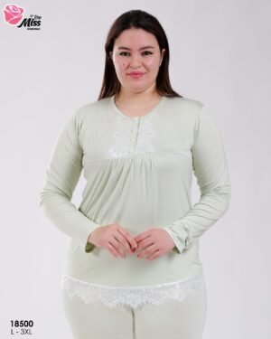 Rose Miss Pyjama tunique dentelle – Réf 18500 – Vert d'eau