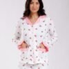 Rose Miss Pyjama chemise fleuri volants – Réf 18513 – Blanc et rose