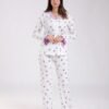 Rose Miss Pyjama chemise fleuri volants – Réf 18513 – Blanc et lilas
