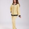 Rose Miss Pyjama boutonné dentelle noire – Réf 18523 – Jaune pâle
