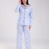 Rose Miss Pyjama chemise rayé fraises – Réf 18527 – Bleu lavande