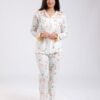 Rose Miss Pyjama chemise fleuri gaufré – Réf 18540 – Blanc et orange