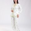Rose Miss Pyjama chemise fleuri passepoil – Réf 18550 – Blanc et vert anis