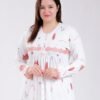 Rose Miss Chemise de nuit longue imprimé feuilles dentelle – Réf 18562 – Blanc et corail