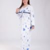 Rose Miss Chemise de nuit longue imprimé feuilles dentelle – Réf 18562 – Blanc et bleu