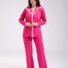 Rose Miss Pyjama chemise gaufré dentelle – Réf 18588 – Fuchsia