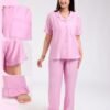 Rose Miss Pyjama chemise et pantalon à volants – Réf 18636 – Rose