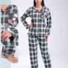 Rose Miss Pyjama boutonné à carreaux Snoopy – Réf 18638 – Vert