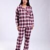 Rose Miss Pyjama boutonné à carreaux Snoopy – Réf 18638 – Bordeaux