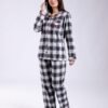 Rose Miss Pyjama boutonné à carreaux Snoopy – Réf 18638 – Noir et blanc