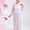 Rose Miss Robe de nuit longue fleurie – Réf 18643 – Rose