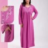 Rose Miss Robe de nuit longue brodée – Réf 18644 – Fuchsia