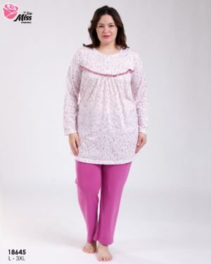 Rose Miss Pyjama imprimé fleuri grande taille – Réf 18645 – Rose