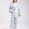 Rose Miss Ensemble kimono imprimé débardeur et pantalon 3 pièces – Réf 18685 – Turquoise