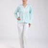 Rose Miss Pyjama haut côtelé à volants pantalon fleuri – Réf 18688 – Vert d'eau