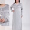 Rose Miss Robe de nuit longue dentelle imprimé coeurs – Réf 18705 – Gris