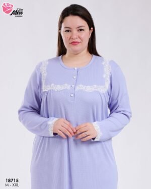 Rose Miss Robe de nuit longue dentelle – Réf 18715 – Lilas