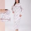 Rose Miss Robe de nuit longue fleurie – Réf 18716 – Rose et blanc
