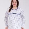 Rose Miss Robe de nuit longue fleurie – Réf 18716 – Bleu et blanc