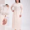 Rose Miss Robe de nuit longue dentelle – Réf 18736 – Pêche