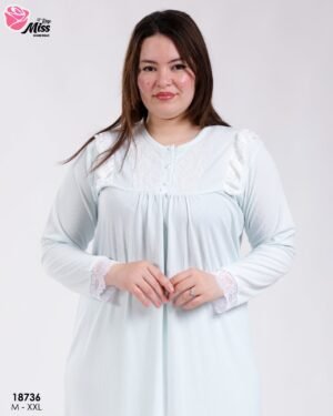 Rose Miss Robe de nuit longue dentelle – Réf 18736 – Bleu ciel