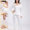Rose Miss Pyjama fleuri col volants avec débardeur – Réf 18745 – Jaune