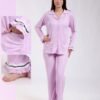 Rose Miss Pyjama boutonné volants passepoil – Réf 18746 – Lilas