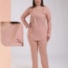 Rose Miss Pyjama côtelé dentelle grande taille – Réf 18752 – Saumon