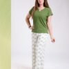 Rose Miss Ensemble t-shirt côtelé et pantalon large fleuri – Réf 18757 – Vert