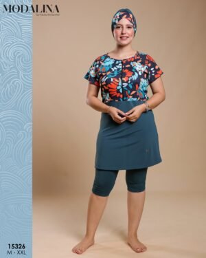 Modalina Burkini – Réf 15326 – Bleu pétrole Modalina Burkini – Réf 15326 – Bleu pétrole