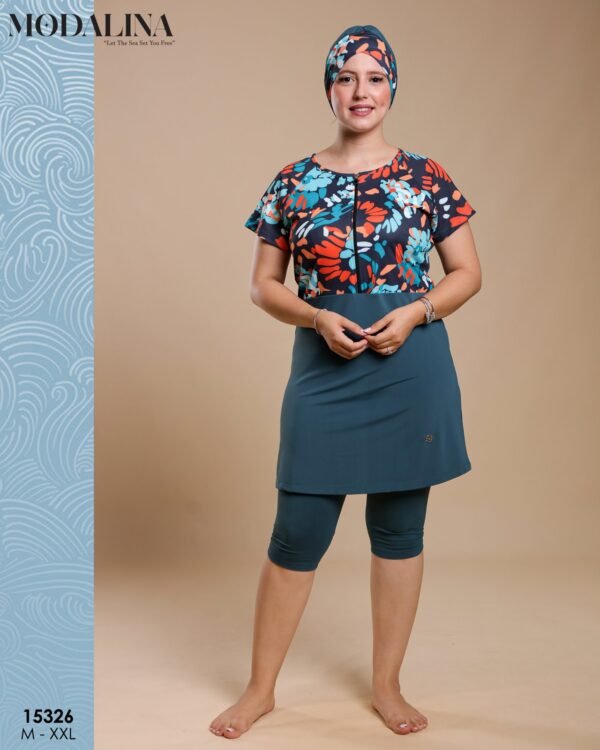 Modalina Burkini – Réf 15326 – Bleu pétrole Modalina Burkini – Réf 15326 – Bleu pétrole
