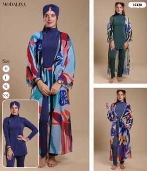 Modalina Burkini avec kimono – Réf 15328 – Couleurs assorties Modalina Burkini avec kimono – Réf 15328 – Couleurs assorties