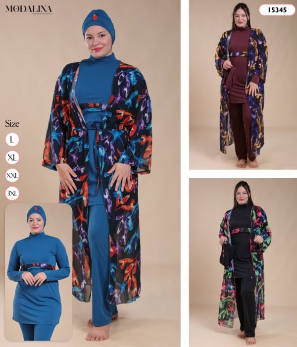 Modalina Burkini avec kimono – Réf 15345 – Couleurs assorties Modalina Burkini avec kimono – Réf 15345 – Couleurs assorties