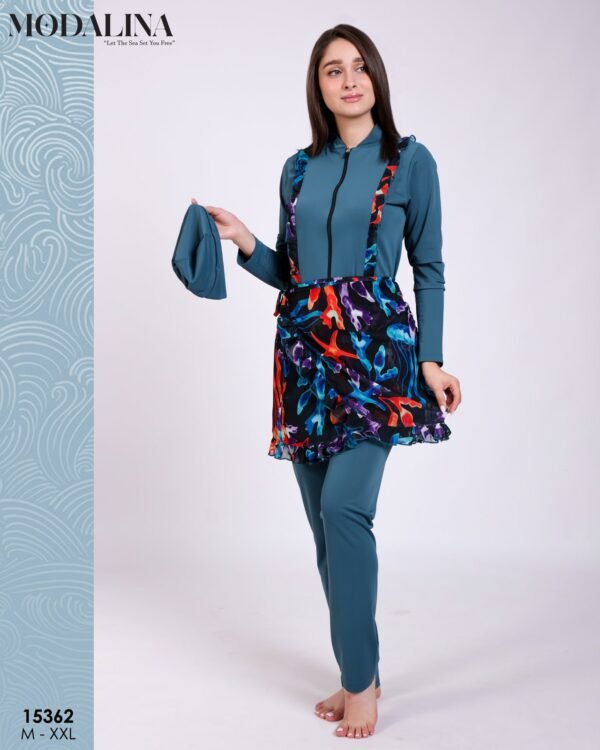 Modalina Burkini – Réf 15362 – Bleu pétrole Modalina Burkini – Réf 15362 – Bleu pétrole