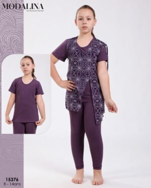 Modalina Burkini fille – Réf 15376 – Prune