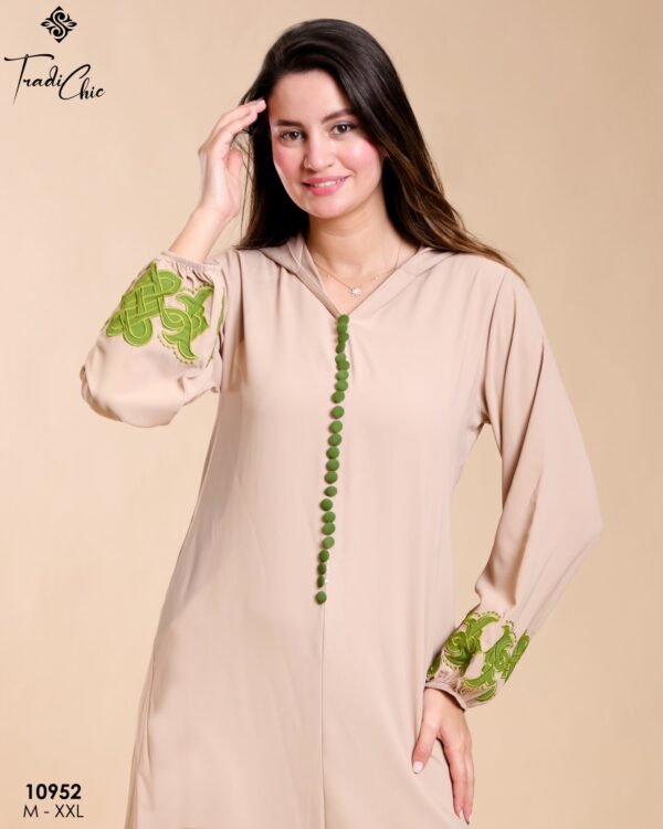 Tradi Chic Djellaba à capuche – Réf 10952 – Beige