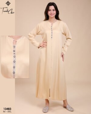 Tradi Chic Caftan d'intérieur – Réf 13483 – Crème