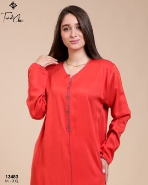 Tradi Chic Caftan d'intérieur – Réf 13483 – Corail