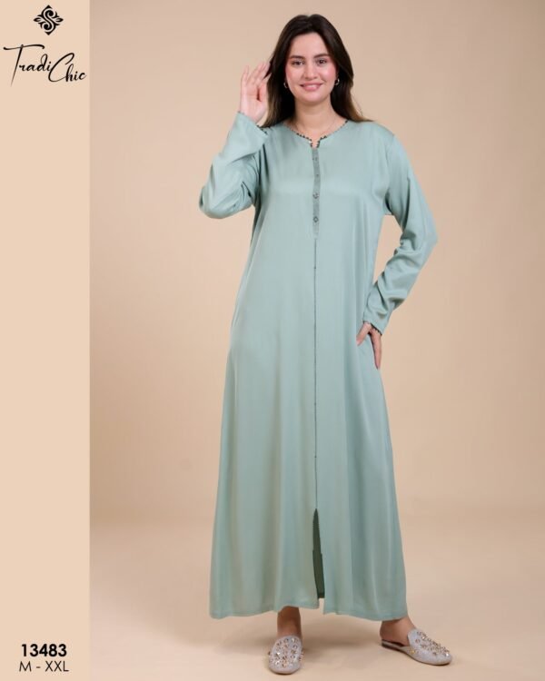 Tradi Chic Caftan d'intérieur – Réf 13483 – Vert d'eau