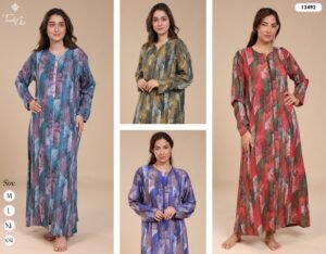 Tradi Chic Caftan d'intérieur imprimé – Réf 13492 – Couleurs assorties