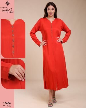 Tradi Chic Caftan d'intérieur – Réf 13604 – Rouge