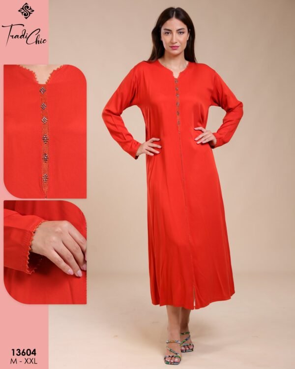 Tradi Chic Caftan d'intérieur – Réf 13604 – Rouge Tradi Chic Caftan d'intérieur – Réf 13604 – Rouge