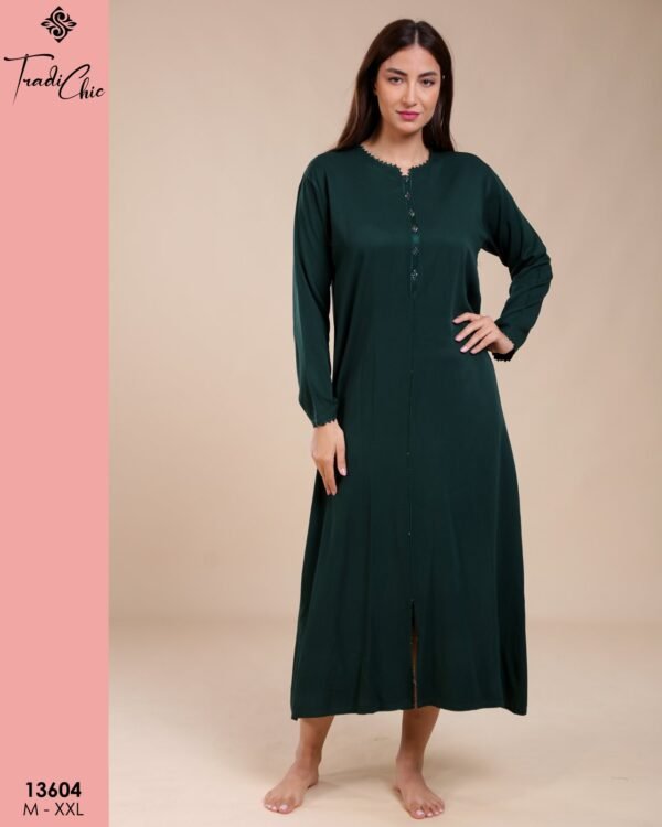 Tradi Chic Caftan d'intérieur – Réf 13604 – Vert bouteille Tradi Chic Caftan d'intérieur – Réf 13604 – Vert bouteille