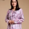 Tradi Chic Caftan d'intérieur fleuri – Réf 13653 – Mauve fleuri