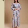 Tradi Chic Caftan d'intérieur fleuri – Réf 13653 – Bleu fleuri