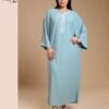 Tradi Chic Caftan d'intérieur brodé – Réf 14157 – Bleu gris