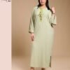 Tradi Chic Caftan d'intérieur brodé – Réf 14157 – Vert pâle