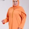 Tradi Chic Robe de prière brodée avec voile – Réf 18128 – Orange