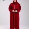 Tradi Chic Robe de prière brodée avec voile – Réf 18128 – Bordeaux