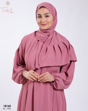 Tradi Chic Robe de prière avec voile à volant – Réf 18160 – Vieux rose